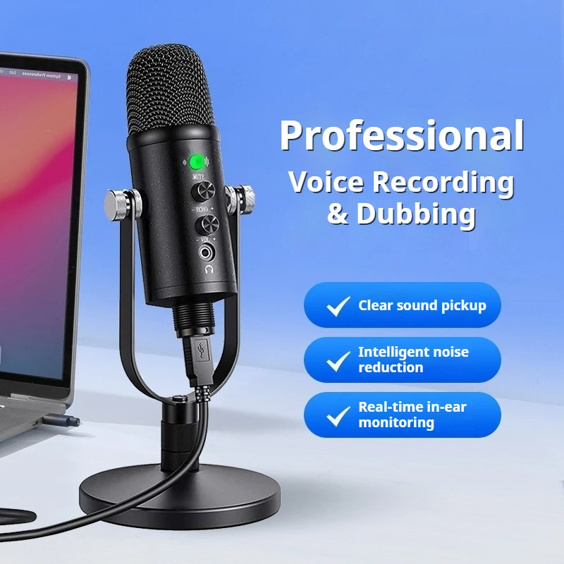 USB Condenser Microphone Noise Reduction Microphone for Phone Computer PS4  PS5 with Quick Mute Plug & Play Cardioid Pickup Mic