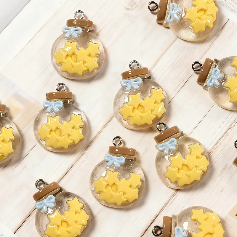 10Pcs Cute Simulation Glass Star Bottle Resin Dangle Charms DIY Handmade Necklace Earring Keychain Accessories - view 4