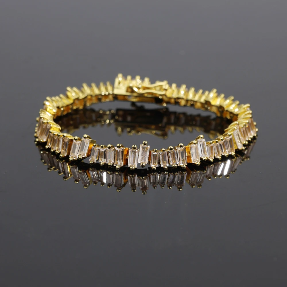 New Arrivals Fashion Luxury Geometric Zircon Punk Gold Silver Color Tennis Bracelets  for Women Party Gift Jewelry