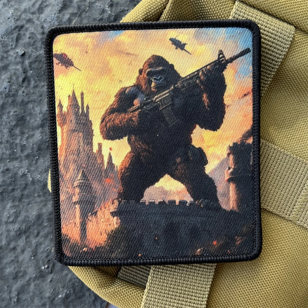 Gorilla Fighting Mode Morale Tactical Patches Military Army Armband Backpack Decorative Printed Hook and Loop Sticker