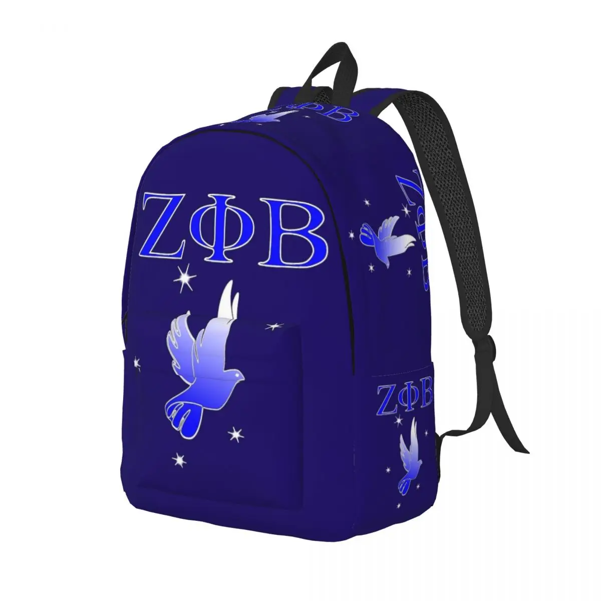 Zeta Phi Beta Backpack for Men Women Fashion High School Hiking Travel Daypack ZPB Sorority Logo Laptop Shoulder Bag with Pocket