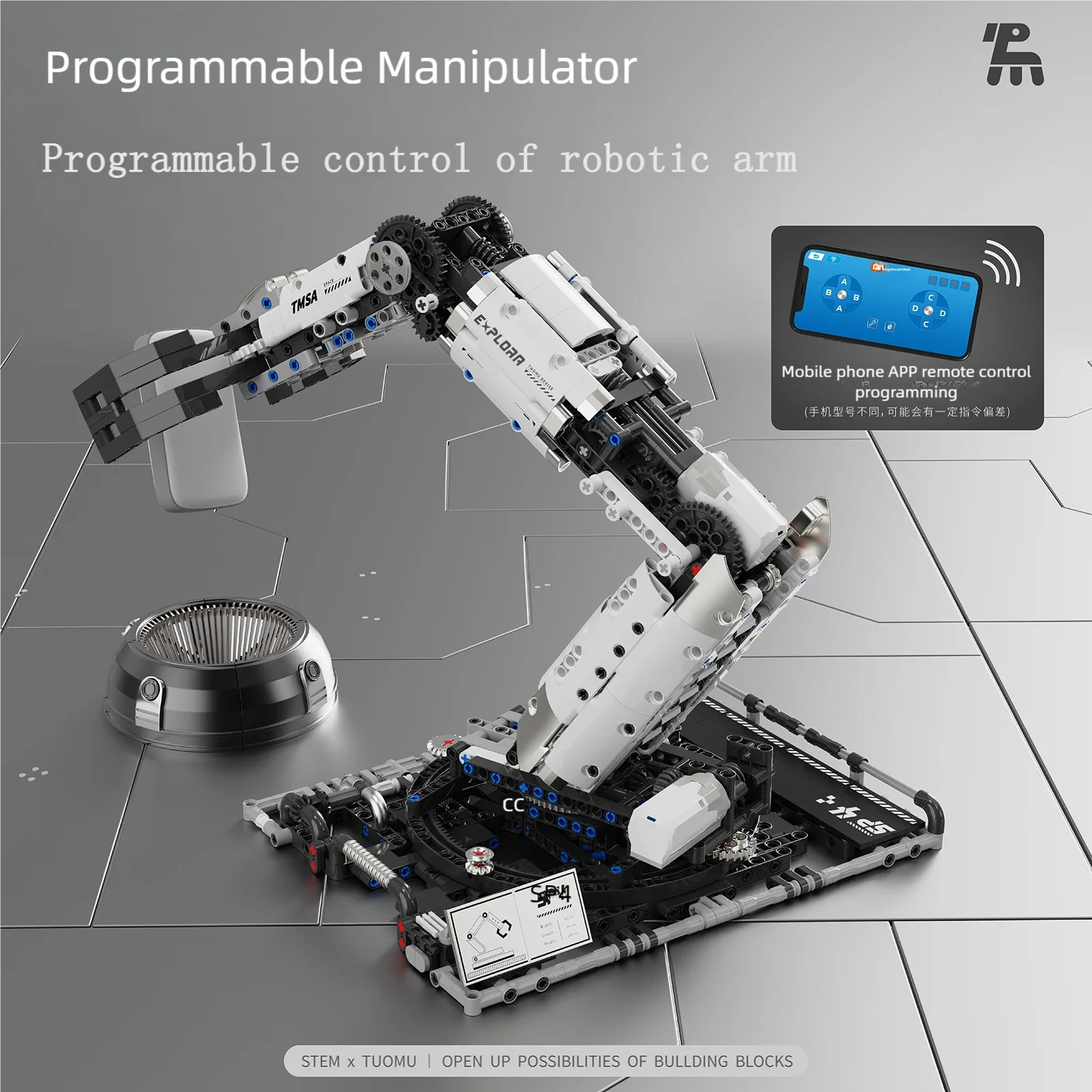 Original Multi-Axis Robotic Arm Building Blocks, Programmable via Smartphone, Remote Control, for Interactive STEM Learning