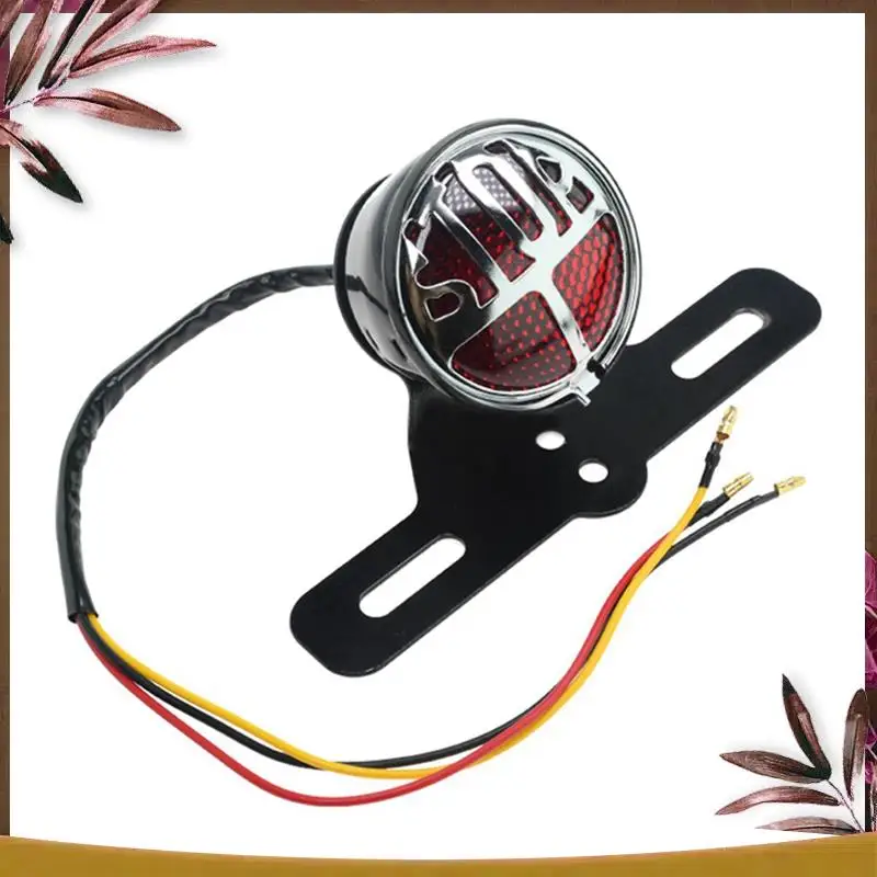 

AB59-1 Piece Motorcycle LED Retro Taillight Miller Stop Tail Light Black Number Plate Rear Lamp For Chopper Bobber Cafe R
