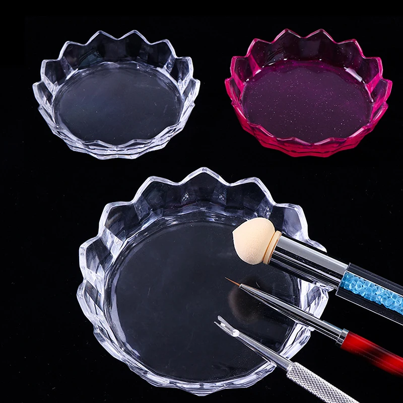 Nail Brush Holder Stand Organizer Case Cleaner Container Storage Box Tray Plate Rhinestone Glitter Display Nail Art Tools