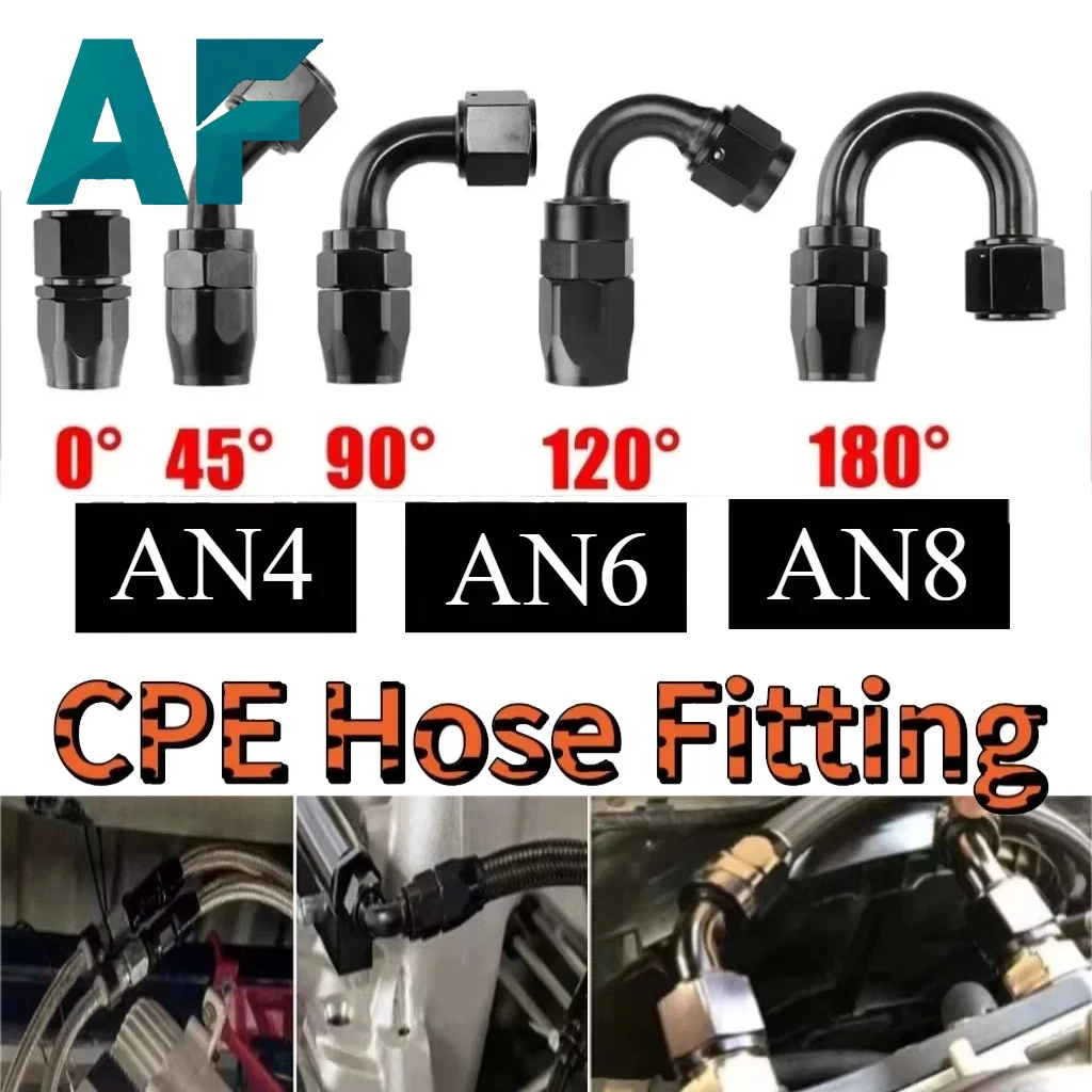 Top-notch AN4AN6 AN8 Swivel Hose End Fitting Set - 45 90 120 150 180 Degree Options - Oil Fuel Line Adaptor Kit for Performance