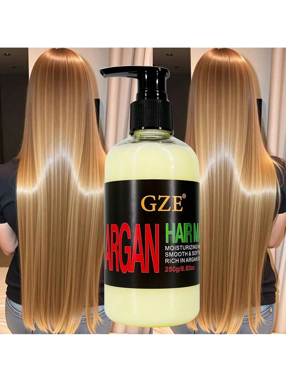 GZE Mascarilla capilar con aceite de argán - Reparación y hidratación profunda para cabello seco y dañado - Humedad intensa con aceite marroquí para el control del frizz