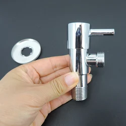chrome plated Stainless Steel Angle Stop T Valves G1/2 20mm Cold Water Valve for Bathroom Shower Toilet Fix Bracket
