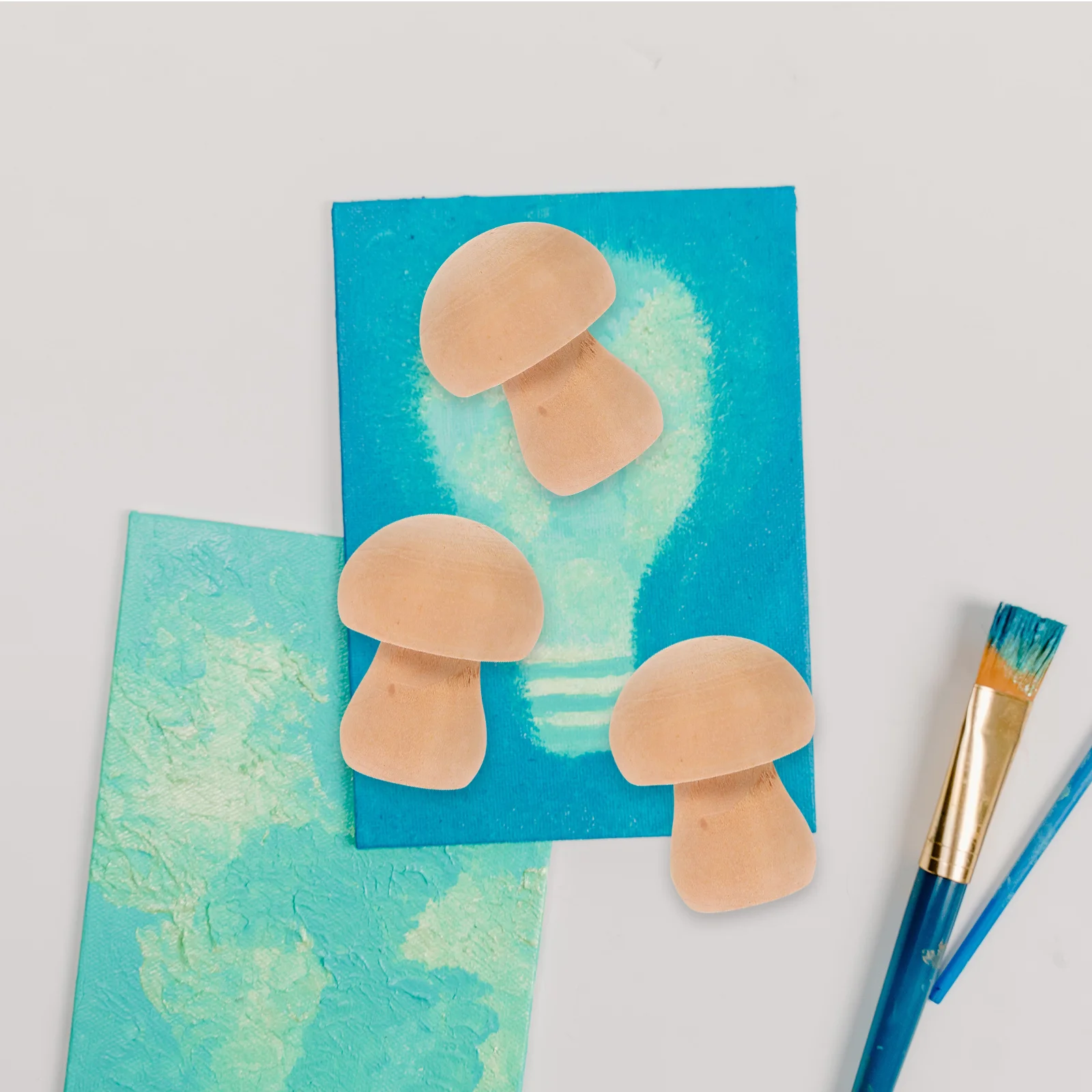 50-teiliges Holz-Pilz-Set, natürliche DIY-Dekoration für Kinder, Kreativität, Kunstprojekt, handbemaltes Bastelzubehör