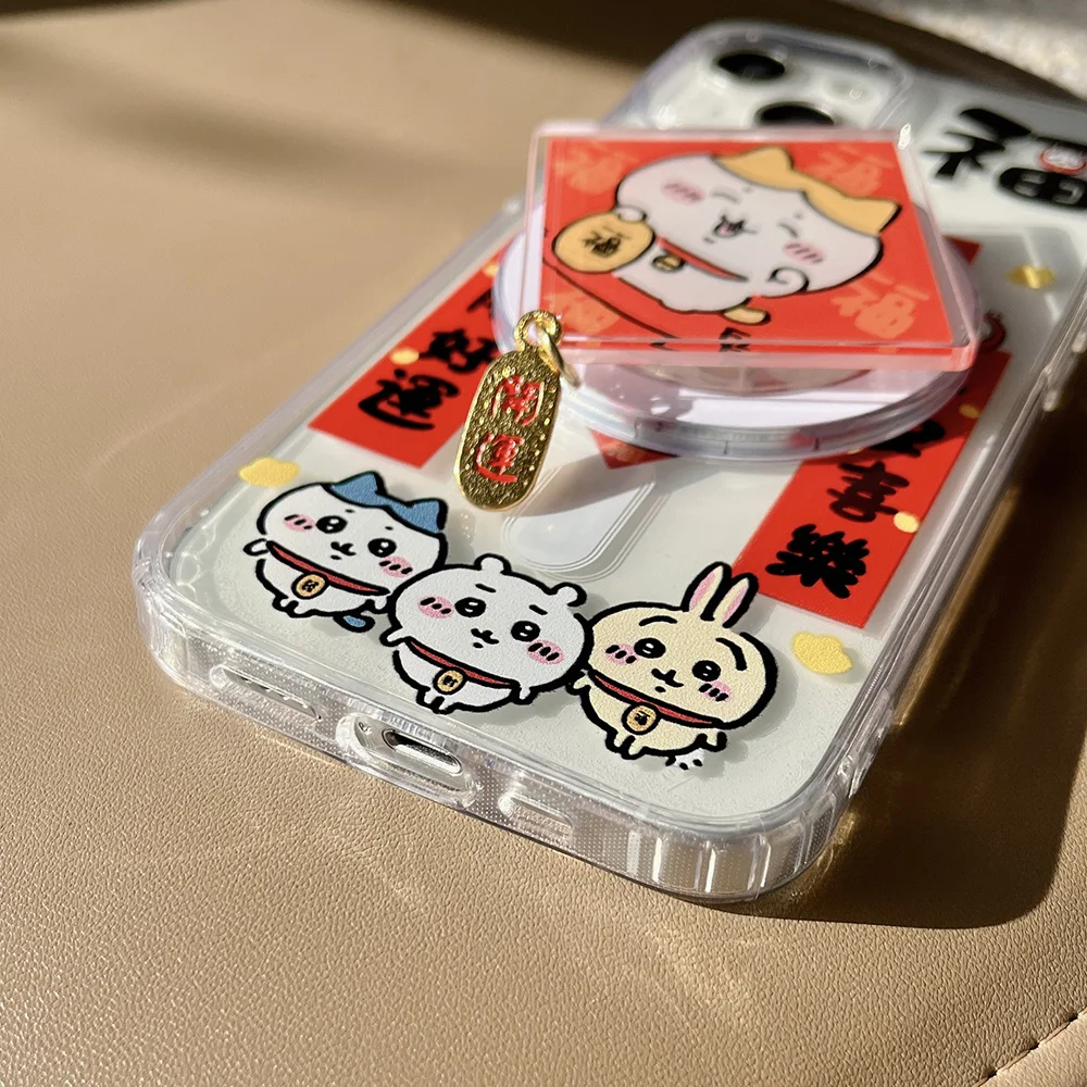 Cartoon Chiikawas Rabbits Hachiwares for Magsafe Magnetic Bracket Phone Case for IPhone 15 14 13 12 11 Pro Max Back Cover Gift