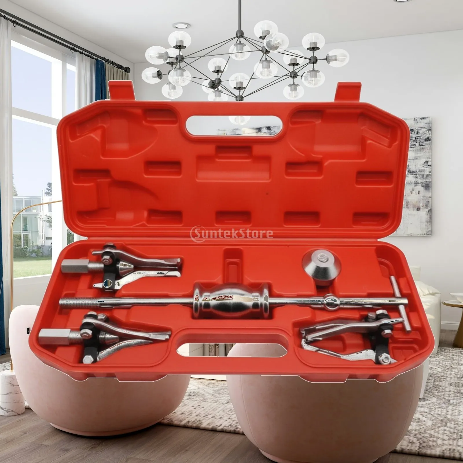 Complete Bearing Puller Tool Set with Slide Hammer for Car Repair Extracting Stubborn Gears Bushings from Tight Spots