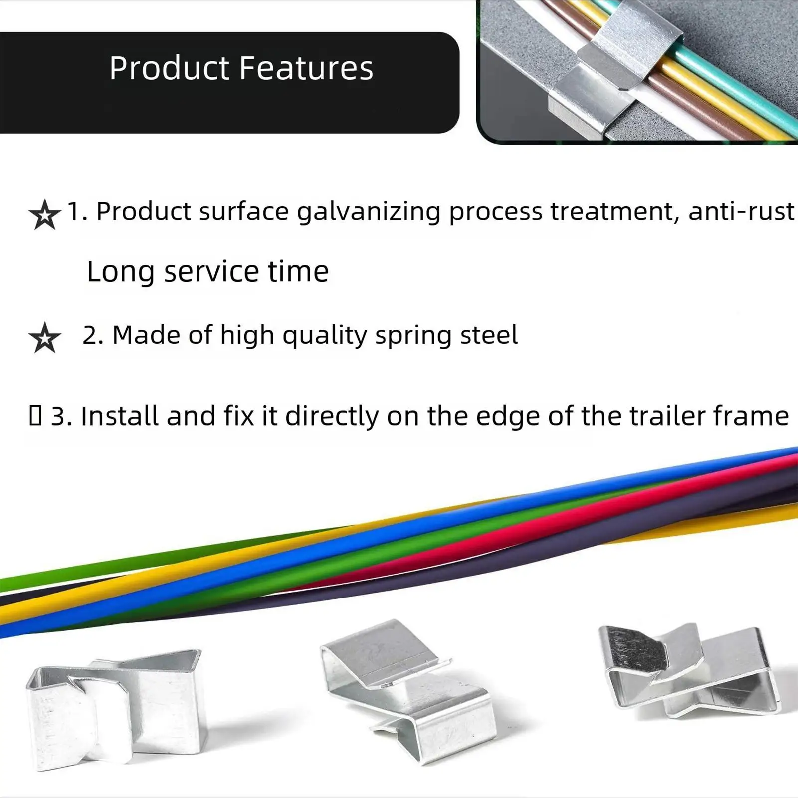 Wire Management Trailer Clips Heavy Duty Spring Steel Portable Organization for Boat RV and More