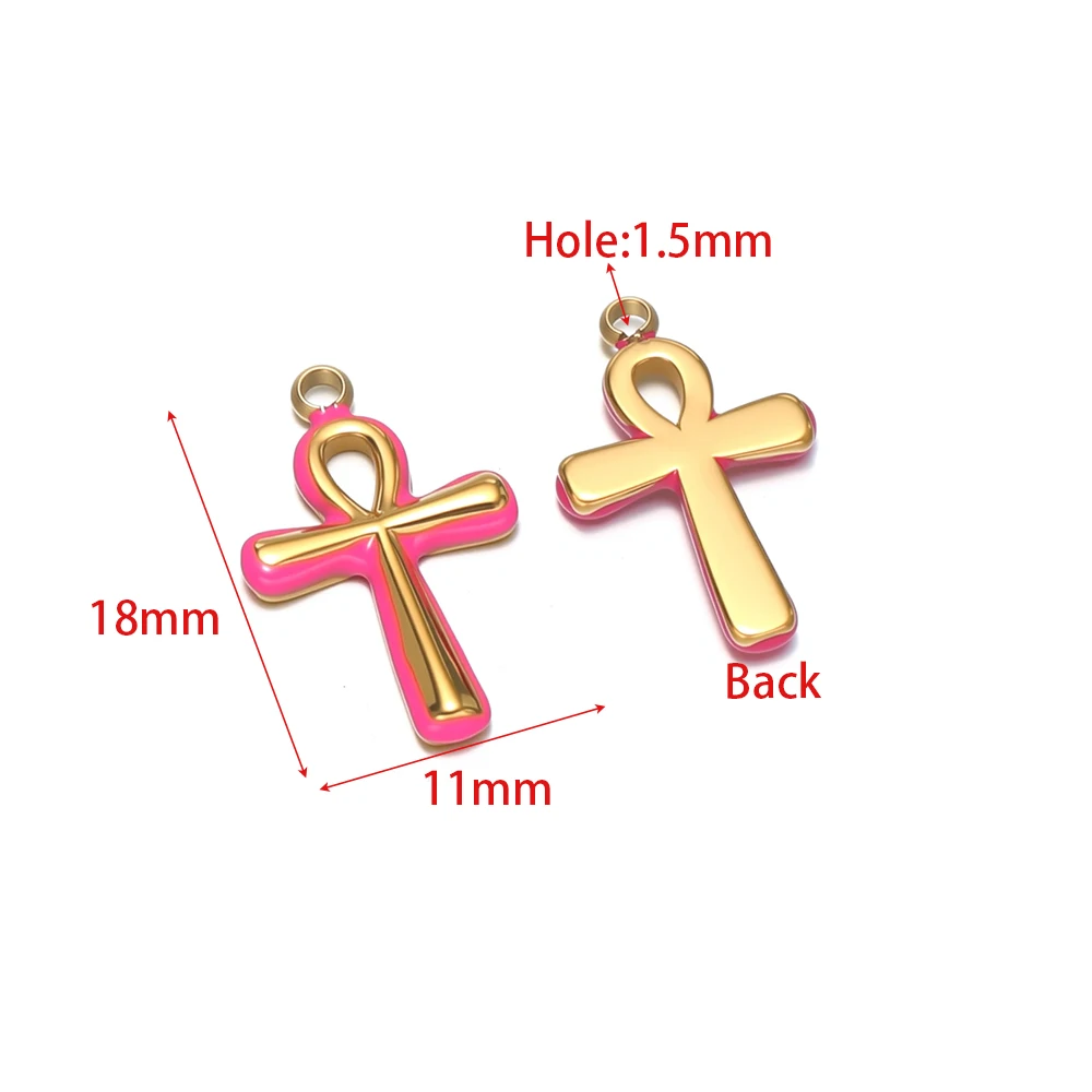 5 Stück Edelstahl-Kreuzanhänger mit Emaille, religiöse Charms für DIY-Schmuckherstellung von Halsketten, Ohrringen und Armbändern. – Detail 1