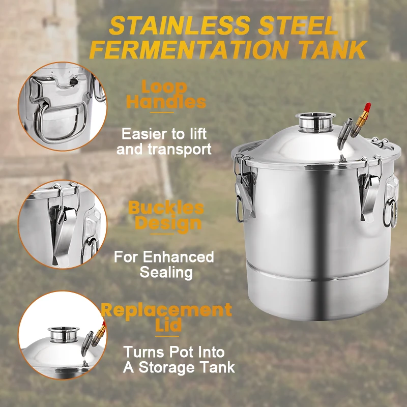 304 Stainless Steel Wine Making Boiler Home Kit with Thermometer A Distilling Kit Fermentation Bucket