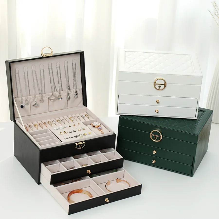 Luxury Jewelry Storage Box High-end Exquisite Necklace Earrings High-capacity Multi-layer Hand Jewelry Organizer