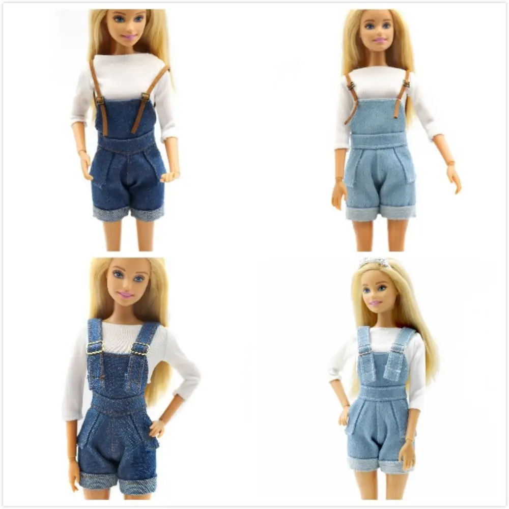 Personalities Denim Jeans Doll Suspenders Trousers Outfit Crop Top 29cm Doll Wearable Cowboy Cloth Girls