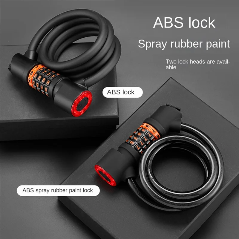 Bike Cable Lock with 5-Digit Code Password Coiled Anti-Theft Security with Taillight Bicycle Lock(Transparent)