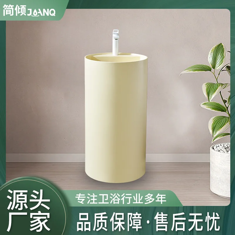 Hotel B & B column basin integrated floor-to-ceiling balcony pillar basin washbasin cream wind outdoor cylindrical wash basin