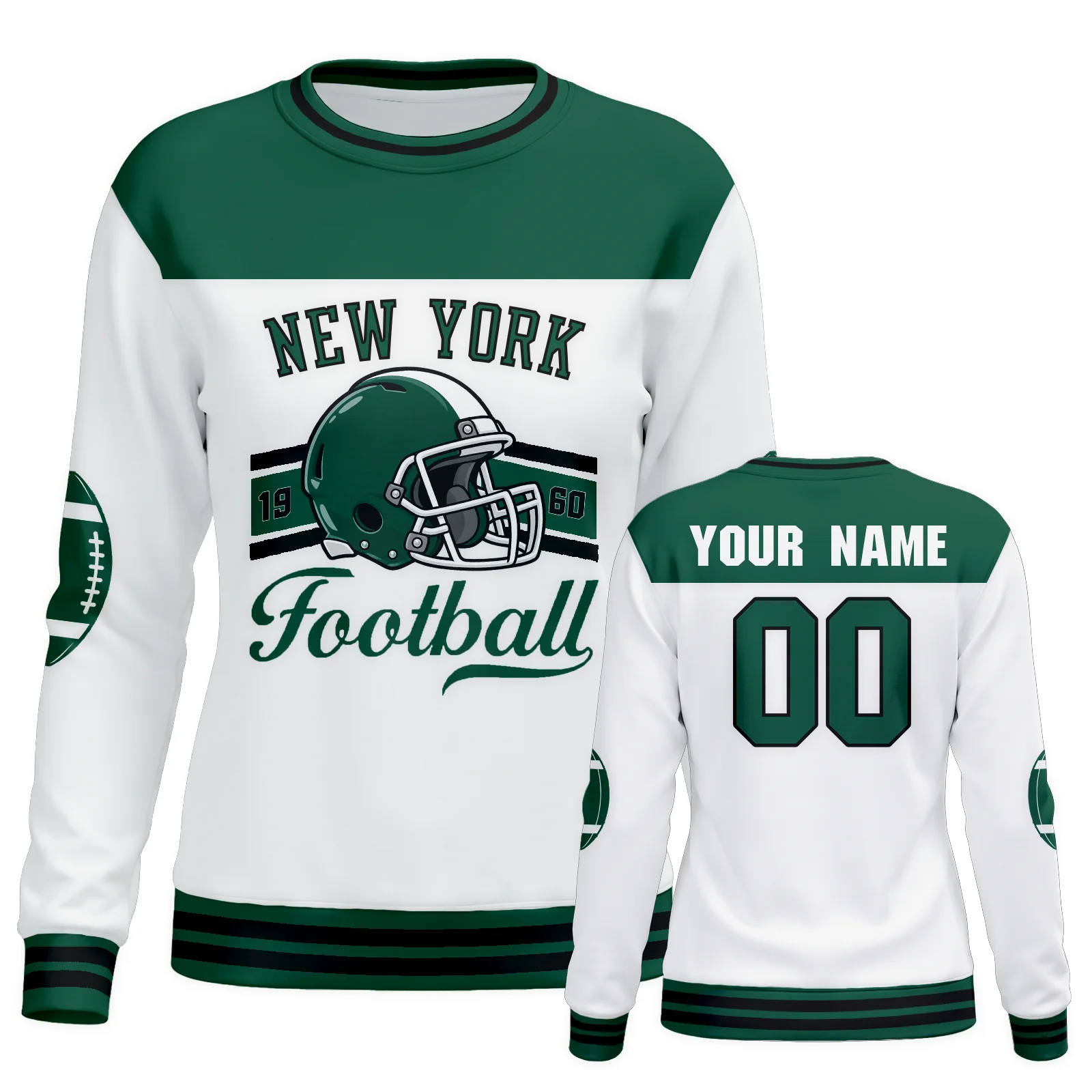 Personalized New York City Sweatshirt, Custom Women Football Hoodie with Name Number Logo, Football Mom Crewneck Sweatshirt