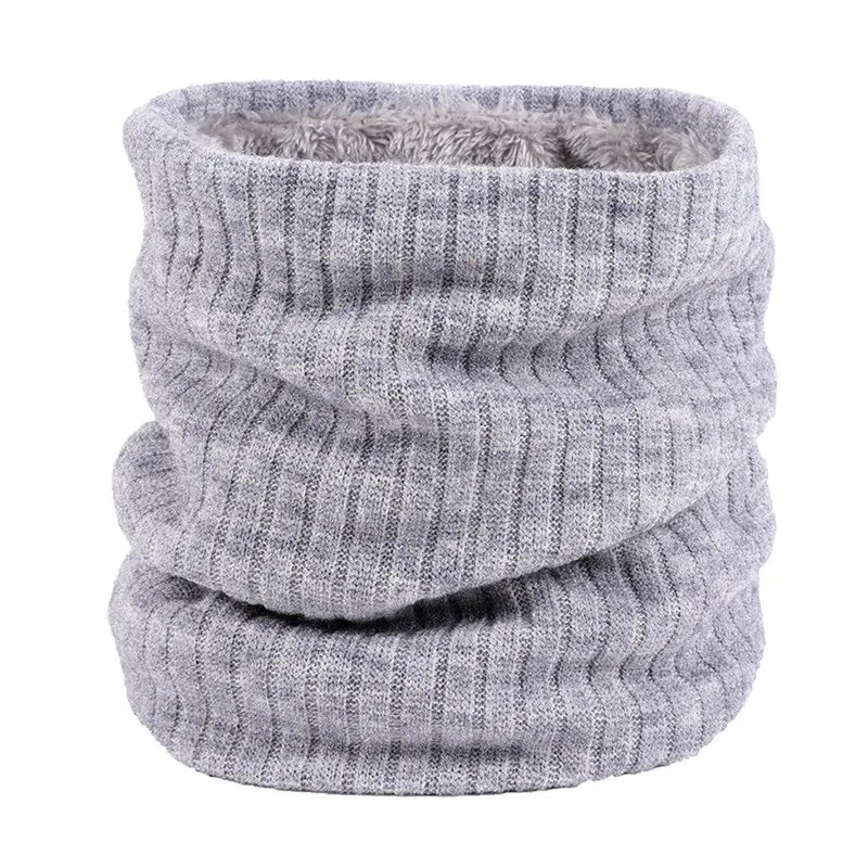 2024 New Winter Scarf Men Women Warm Knitted Ring Scarves Wool Fur Thick Children Neck Warmer Boys Girl Plush Scarf Collar