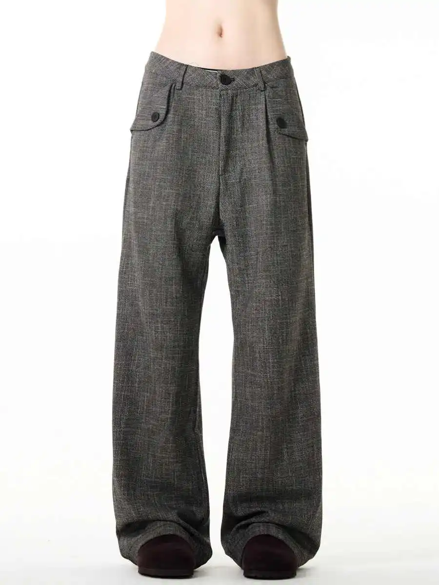 

Women's Grey Y2k Long Pants Baggy Harajuku Urban Suits Pants Vintage Fashion Trousers Japanese 2000s Style Oversize Clothes 2025