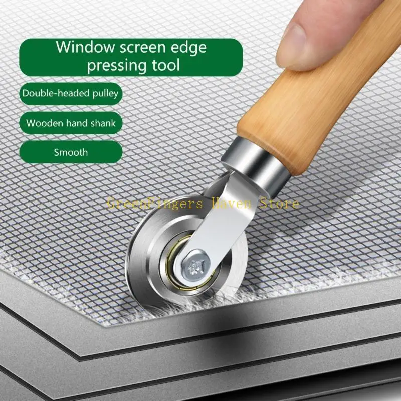 F68D Heavy Duty Spline Installation 3 Tool With Rubber Strips Hook And Ergonomic Wooden Handle For Insect Screen Maintenance