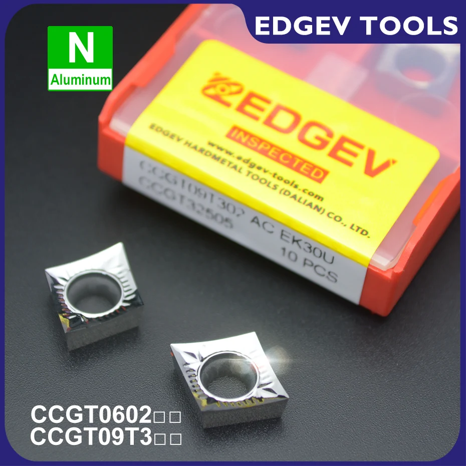 EDGEV CNC Carbide Inserts CCGT060202 CCGT060204 CCGT09T302 CCGT09T304 Internal Turning Tool Machining Aluminum Copper