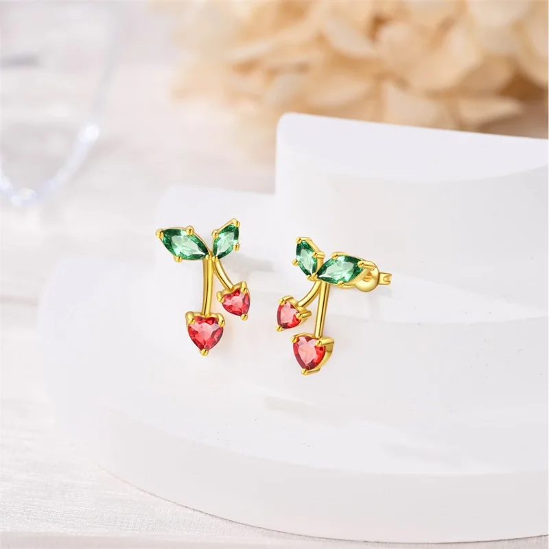 2025 Women\'s New Apple Strawberry Cherry Flowers Spring Original Earrings Party Wedding Sweet Romance Best Exquisite Jewelry