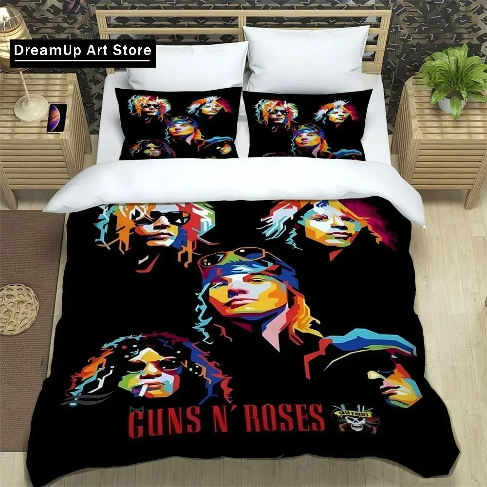 

Комплект постельного белья с 3D принтом рок-группы Guns N' Roses для мальчиков и девочек Twin Queen, полноразмерный пододеяльник, наволочка, комплект постельного белья для взрослых, спальня