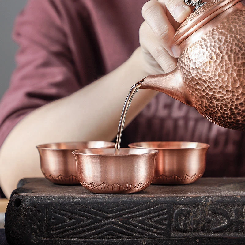 Engraved Pure Copper Bowl Mini Vodka Liqueur Spirits Cup Creative Wedding Wine Tea Cups Buddhist Bowl Home