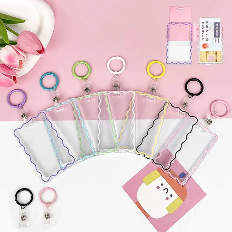 Ins 투명 아크릴 Photocard 홀더 키 체인 아이돌 사진 슬리브 신용 ID 은행 카드 홀더 학생 카드 케이스 보호 케이스