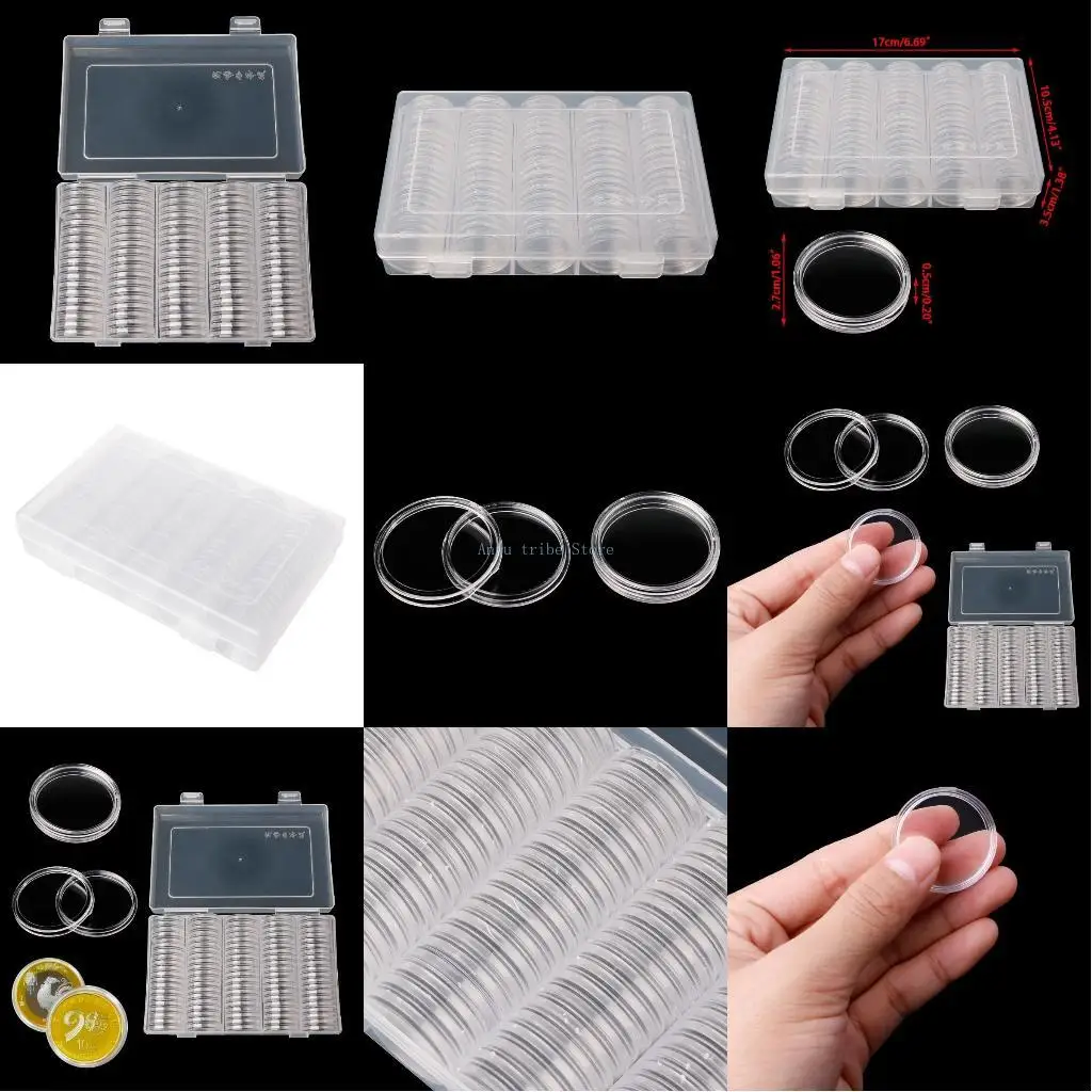 2025 جديد جولة تخزين العملة المعدنية مربع المجوهرات حلقات الحلقات قلادة حامل منظم #1