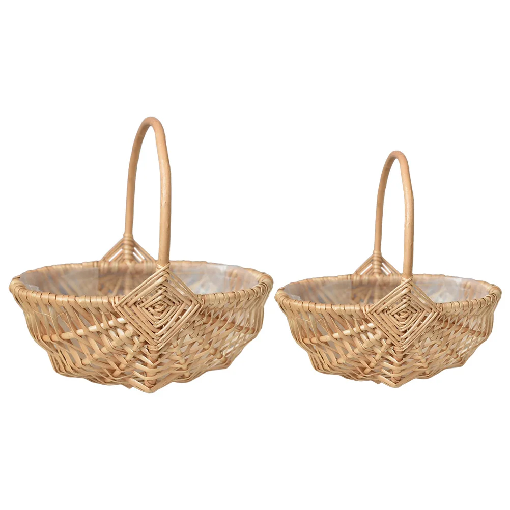

2Pcs Rattan Flower Baskets Handwoven Storage Flower Arrangement Baskets Wedding Home Party Decoration Home Decor