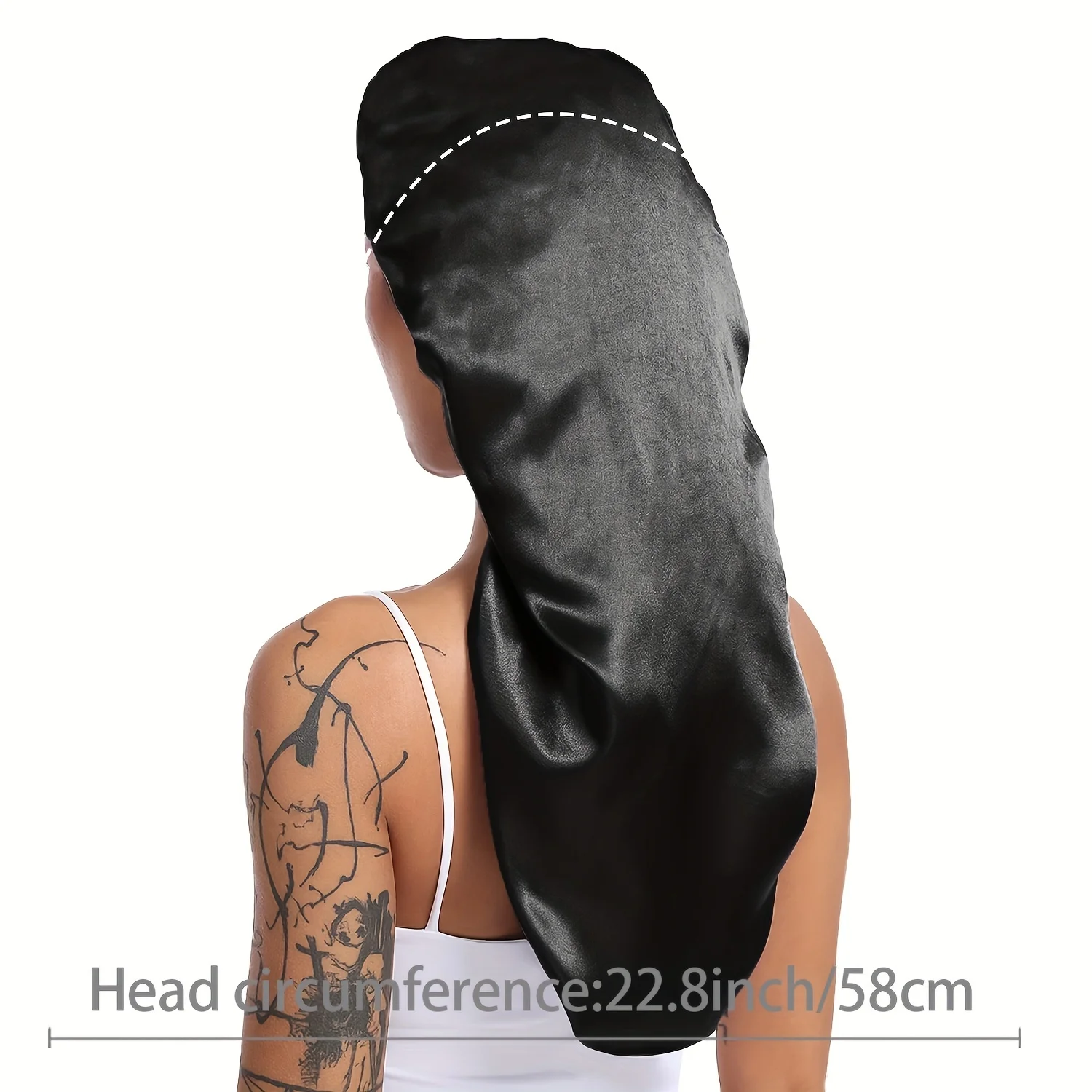 1pc Long Silky Sleep Bonnet For Straight Curly Hair, Extra Large Hair Bonnets For Dreadlock And Braids, Satin Sleeping Caps Nigh