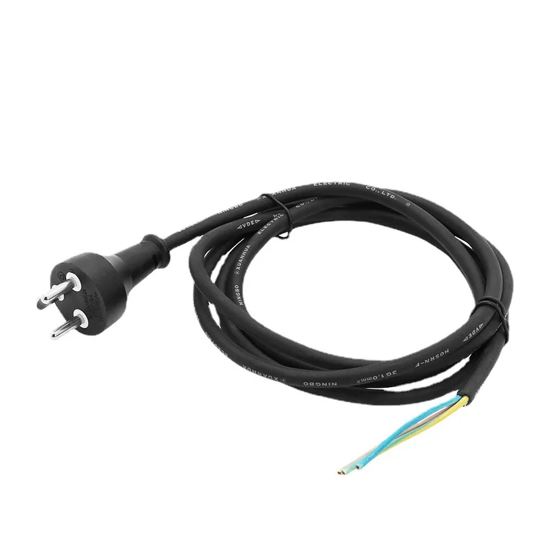 Plug and Unplug Power Cord, Danish Three Pole Round Needle Extension Cord, PVC Rubber Power Cord