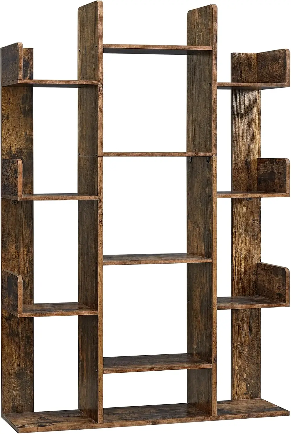 Colección VASAGLE CUSTOS - Estantería, Librería en Forma de Árbol con 13 Estantes de Almacenamiento, Esquinas Redondeadas, 9.8 x 33.9 x 55.1 Pulgadas, Marrón Rústico ULBC67BXV1