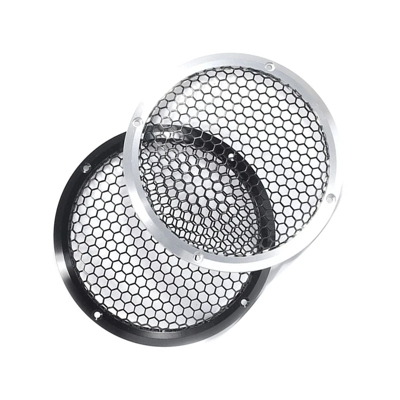 Aluminum Car Tweeter Speaker Grill Cover Full Metal Mesh Grille For Audio Enhancement 3.5Inch Silver