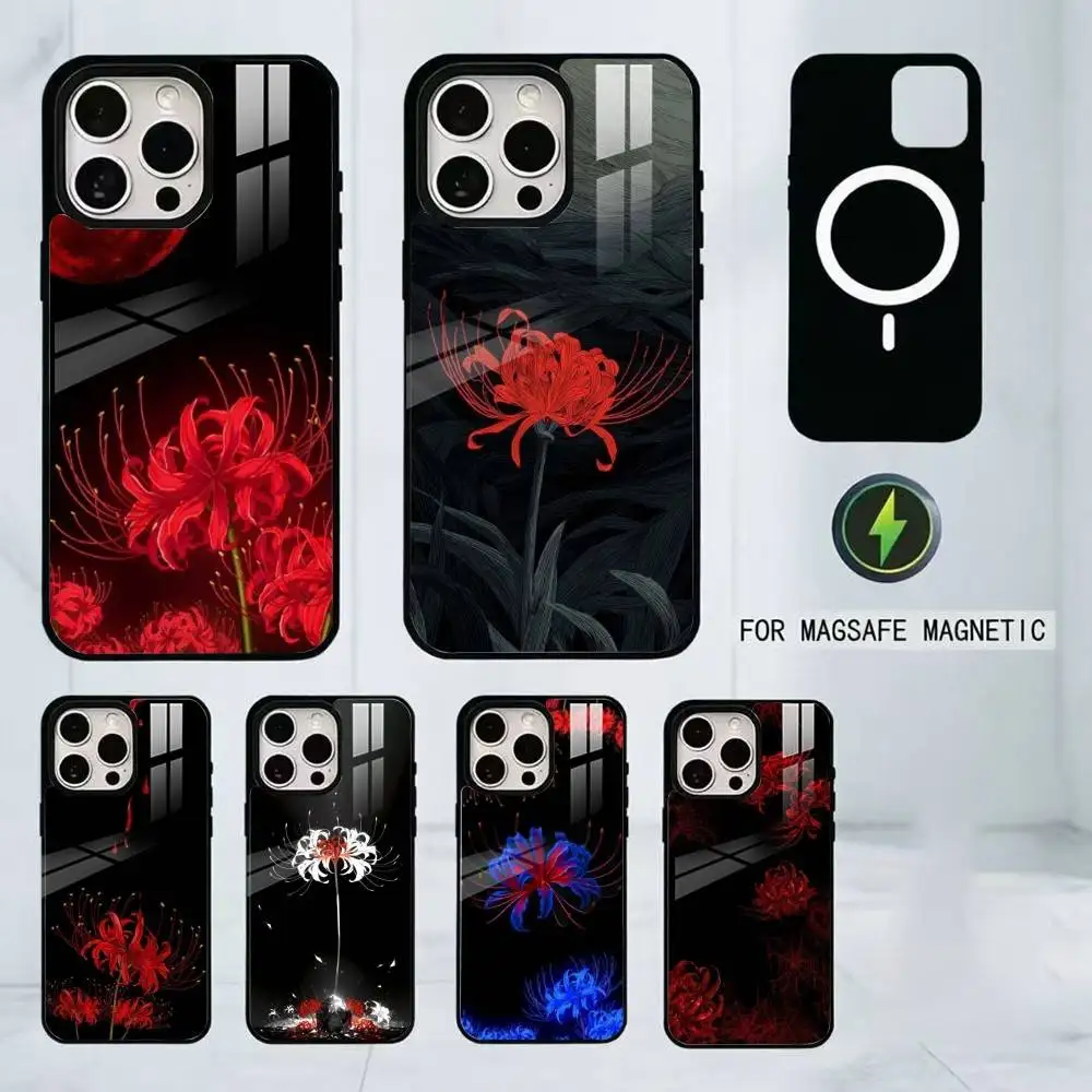 

Red Spider Lily Flower of Hell Phone Case For iPhone17,16,15,14,13,12,11 Plus,Pro Magnetic with Magsafe Wireless Charging