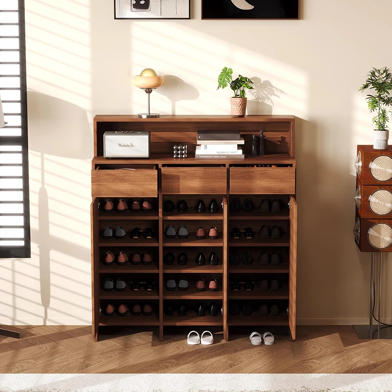 Gabinete de zapatos oculto para sala de estar, Mini compartimento de almacenamiento, gabinete de zapatos, ahorro de espacio, mueble de madera