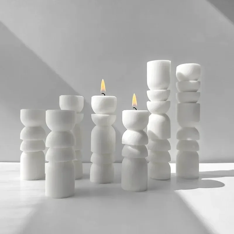 

Geometry Long Pillar Candle Silicone Mold DIY Aromatherapy Candle Plaster Moud