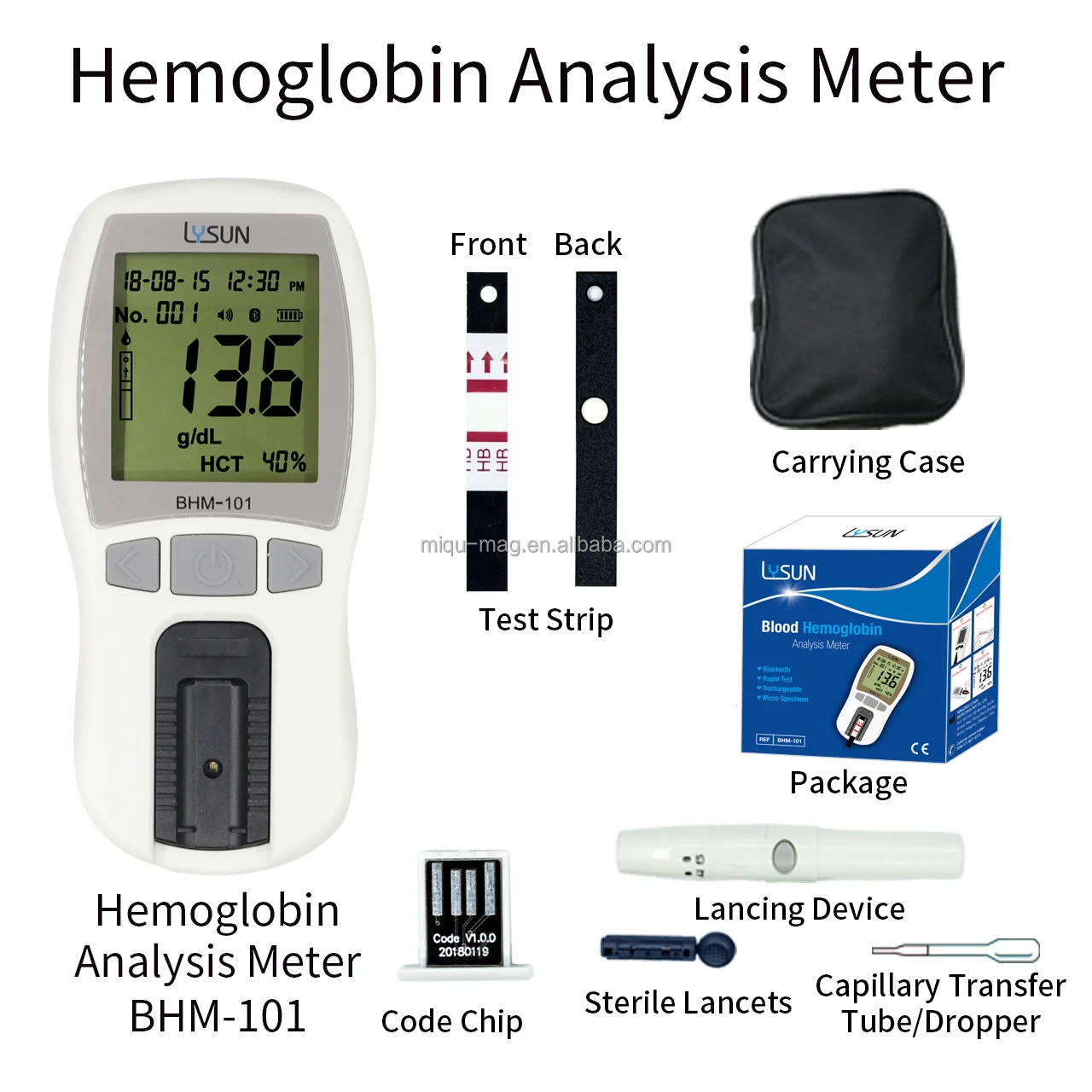Rechargeable Electronic Hemoglobin Analysis Meter Veterinary Test Strips for Accurate Readings