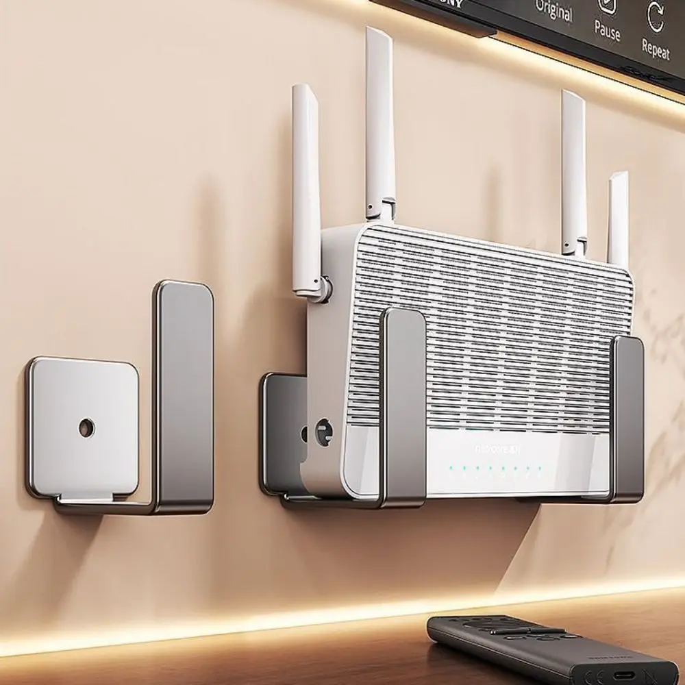 Wall Mount Router Power Strip Holder Carbon Steel Multifunctional Wifi Placement Rack Space Saving No Drill Wall Support Bracket