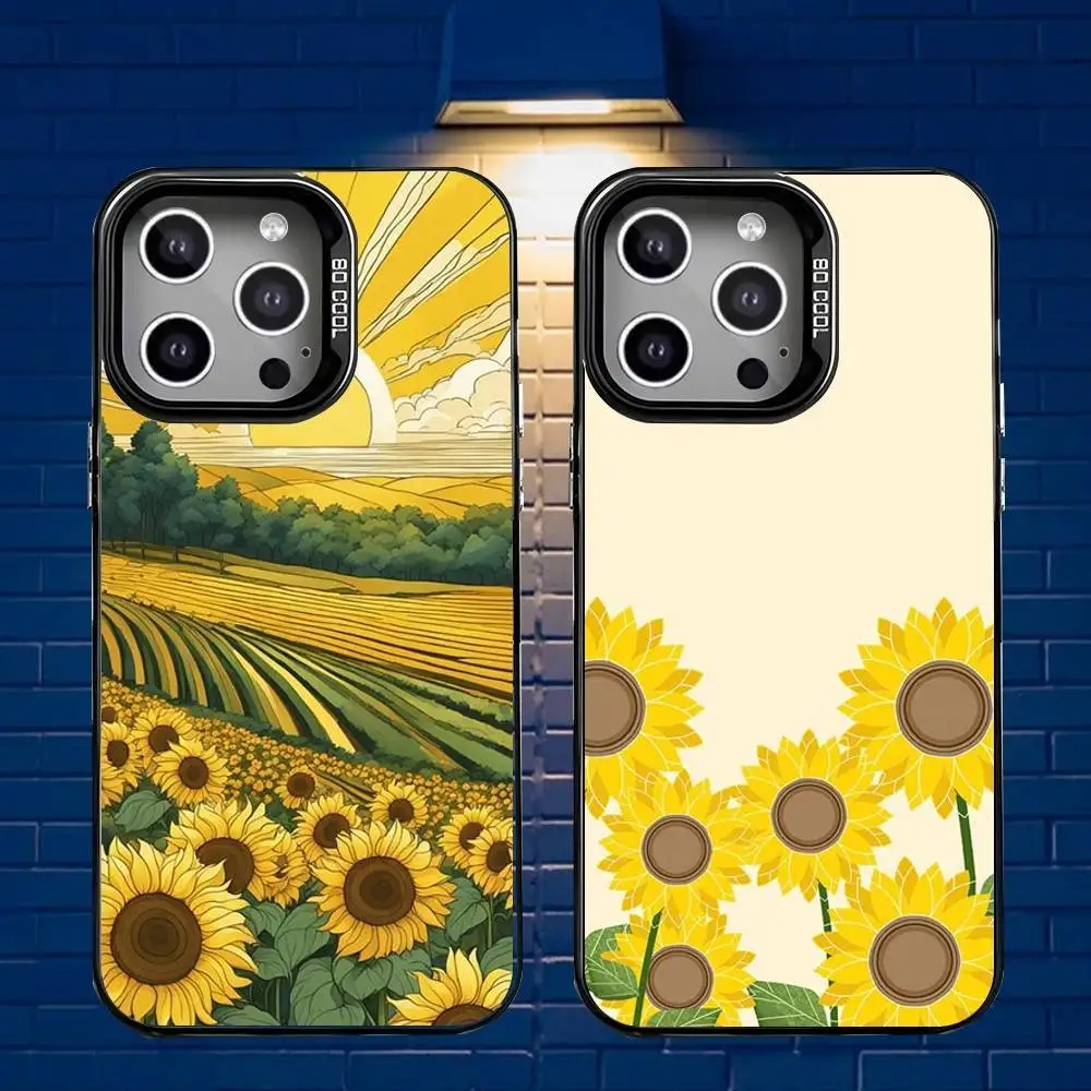 

Sunflower graphic Phone Case For iPhone 16,15,14,13,12,11,Mini,Pro,E,MAX Gray Matte Silicone Black Cover