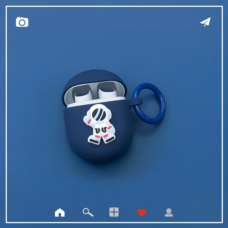 لجوجل بكسل Buds2/براعم سلسلة حالة الكرتون رائد الفضاء سيليكون سماعة غطاء للحماية مع قلادة اكسسوارات صندوق