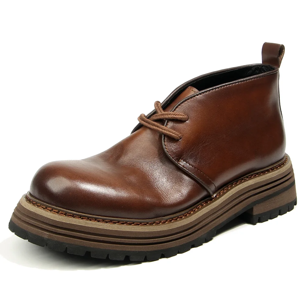 

Cowhide Cowboy Boots Autumn Winter Mens Fashion Chelsea British Retro Genuine Leather Army Shoes Men Combat Ankle Boots Men