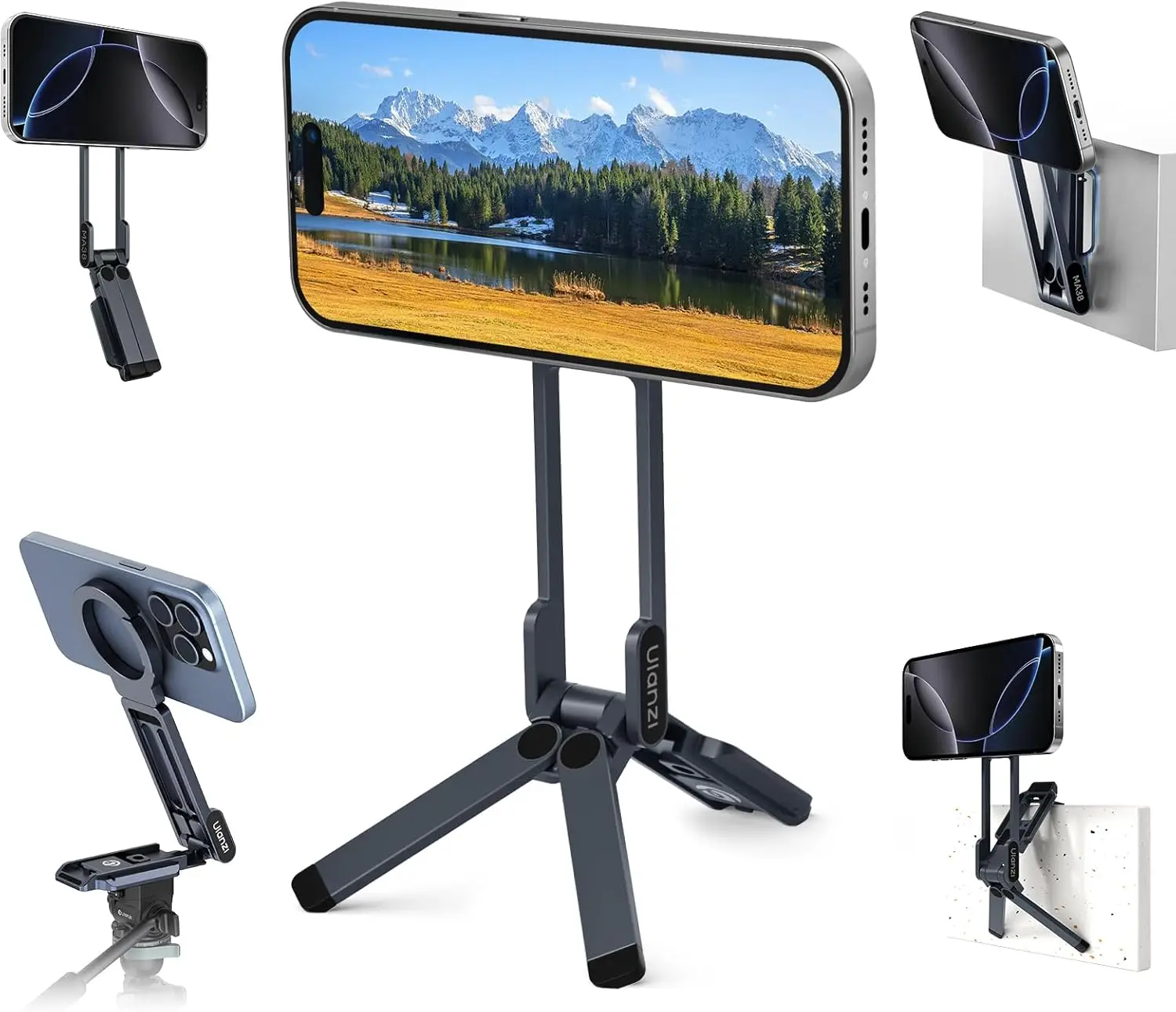 

Magnetic Phone Tripod for iPhone, MA38 Portable Phone Holder Mini Tripod for Magsafe with Double-Sided 1/4'' Screw Arca