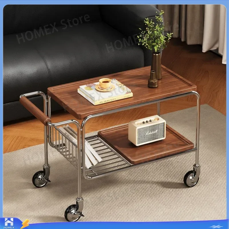 Reconstructed ancient sofa side table, movable trolley for the living room, tea table, furniture package, Bauhaus bedside table