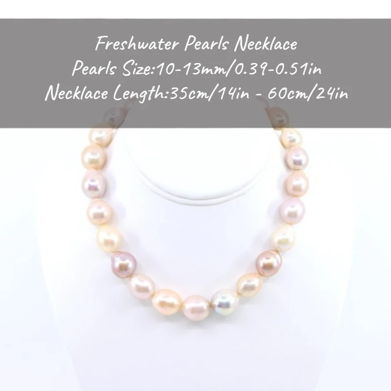

MYSOYA Large Colored Baroque Freshwater Pearl Necklace 10-13mm With Gift Box, For Her/Him, Birthday/Wedding/Christmas/New Year