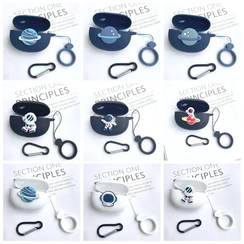 Funda para OPPO Enco X3, funda protectora de silicona anticaída con anillo de astronauta de dibujos animados para auriculares OPPO X3