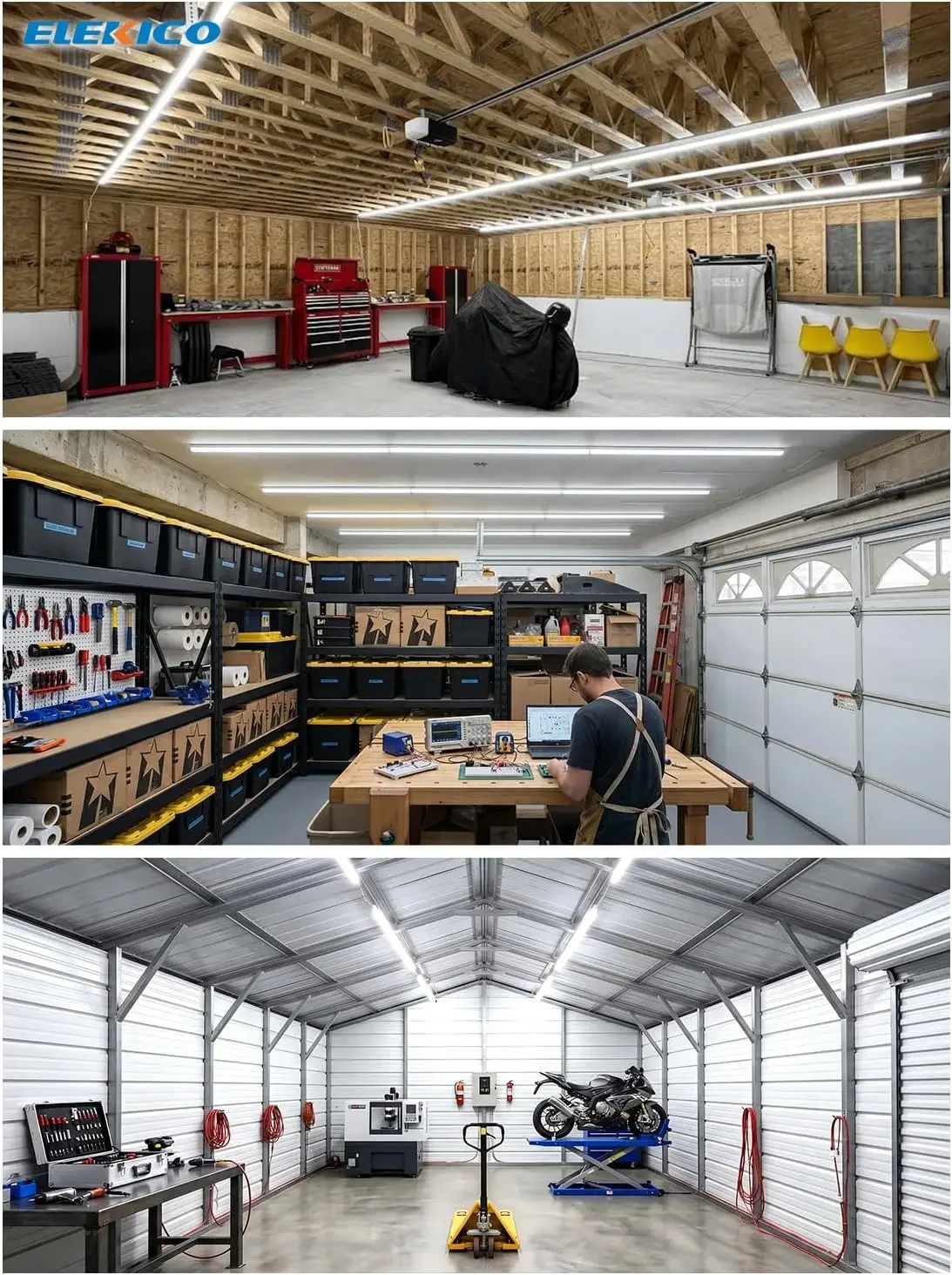 Industrial-grade Ultra-Bright 100W 8FT Led Shop Lights 15000LM 6Pack | 8' 100-277V 5000K Daylight Linkable 8 Foot led shop