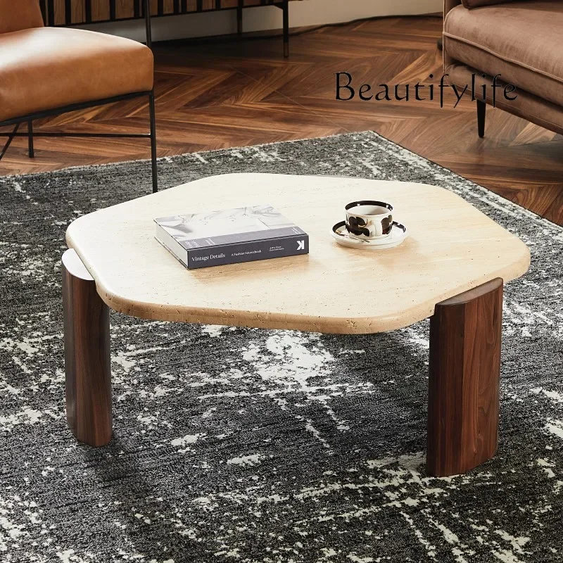 

Nordic Designer Creative Strange Shape Cave Stone Tea Table Small Apartment Simple Solid Wood Tea Table